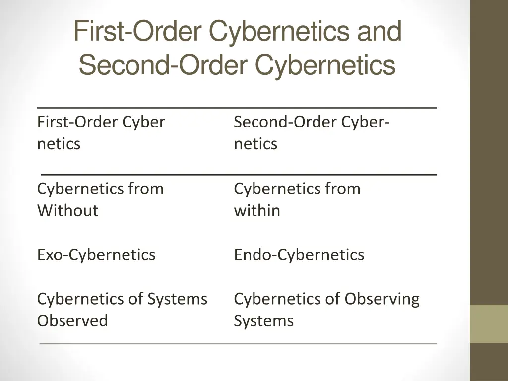 first order cybernetics and second order