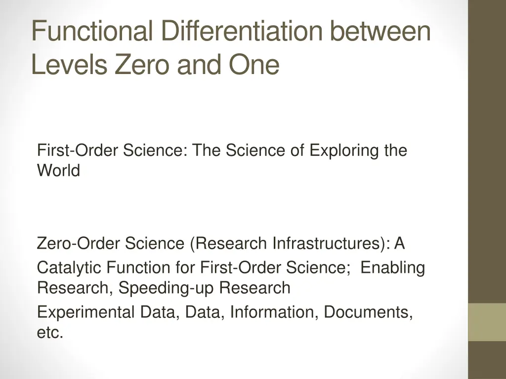functional differentiation between levels zero