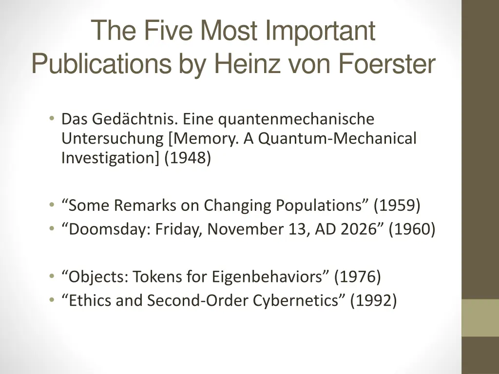 the five most important publications by heinz