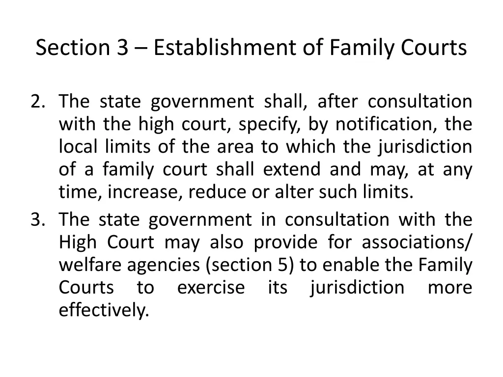 section 3 establishment of family courts 1