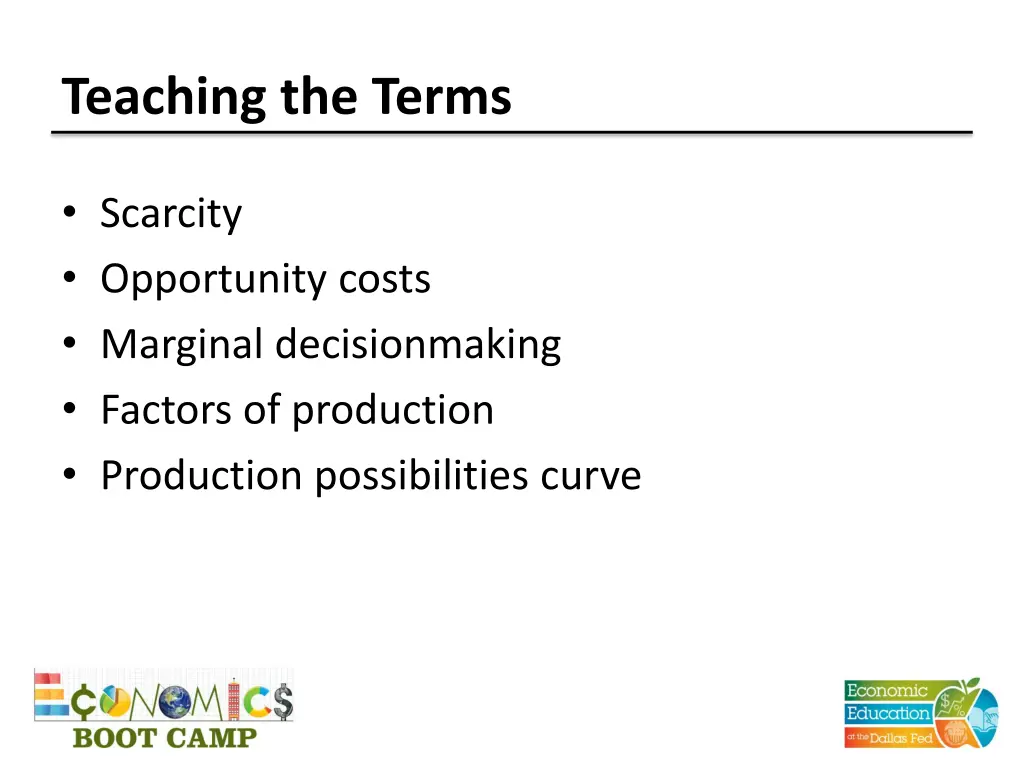 teaching the terms
