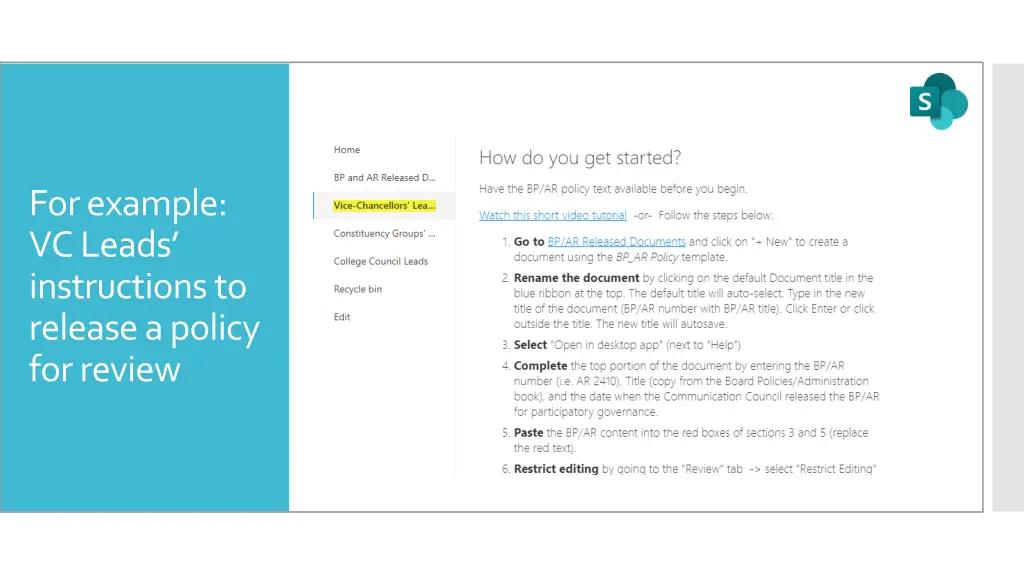 for example vc leads instructions to release