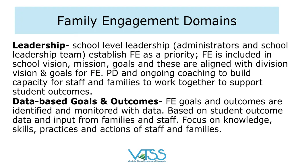 family engagement domains