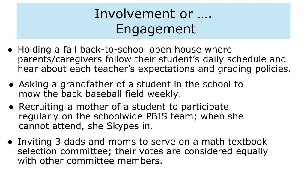 involvement or engagement