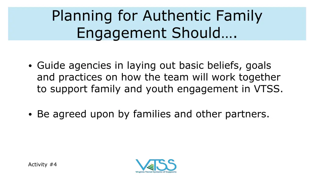 planning for authentic family engagement should