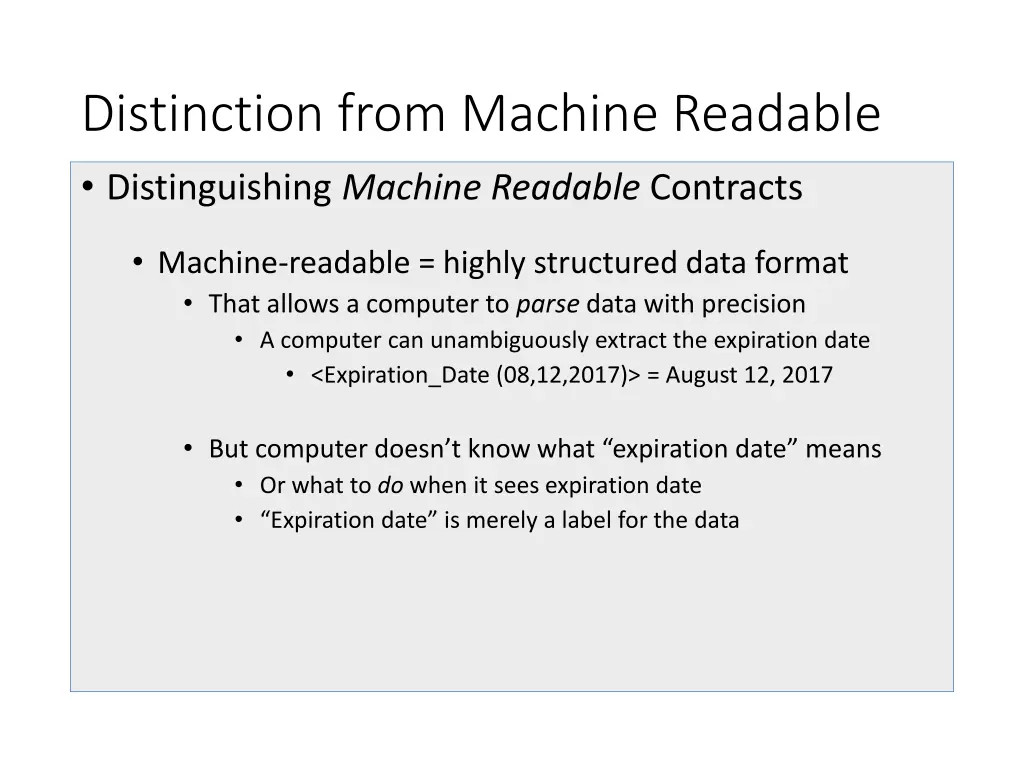 distinction from machine readable distinguishing
