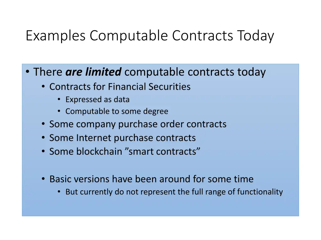 examples computable contracts today