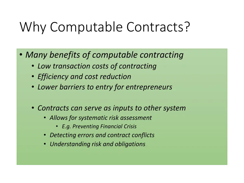 why computable contracts