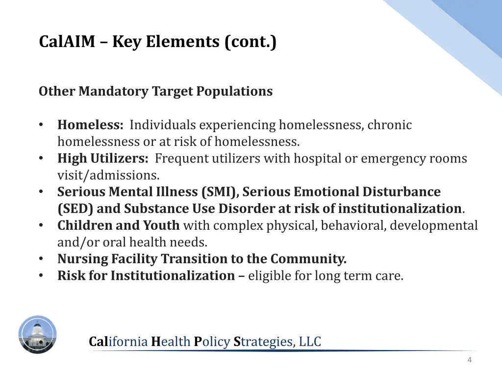 calaim key elements cont 1