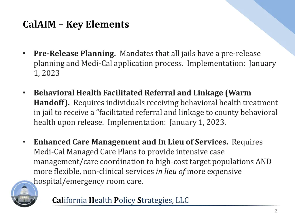 calaim key elements