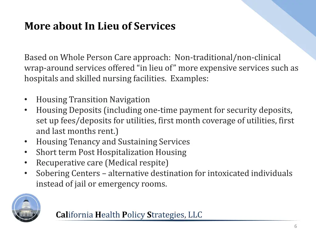 more about in lieu of services