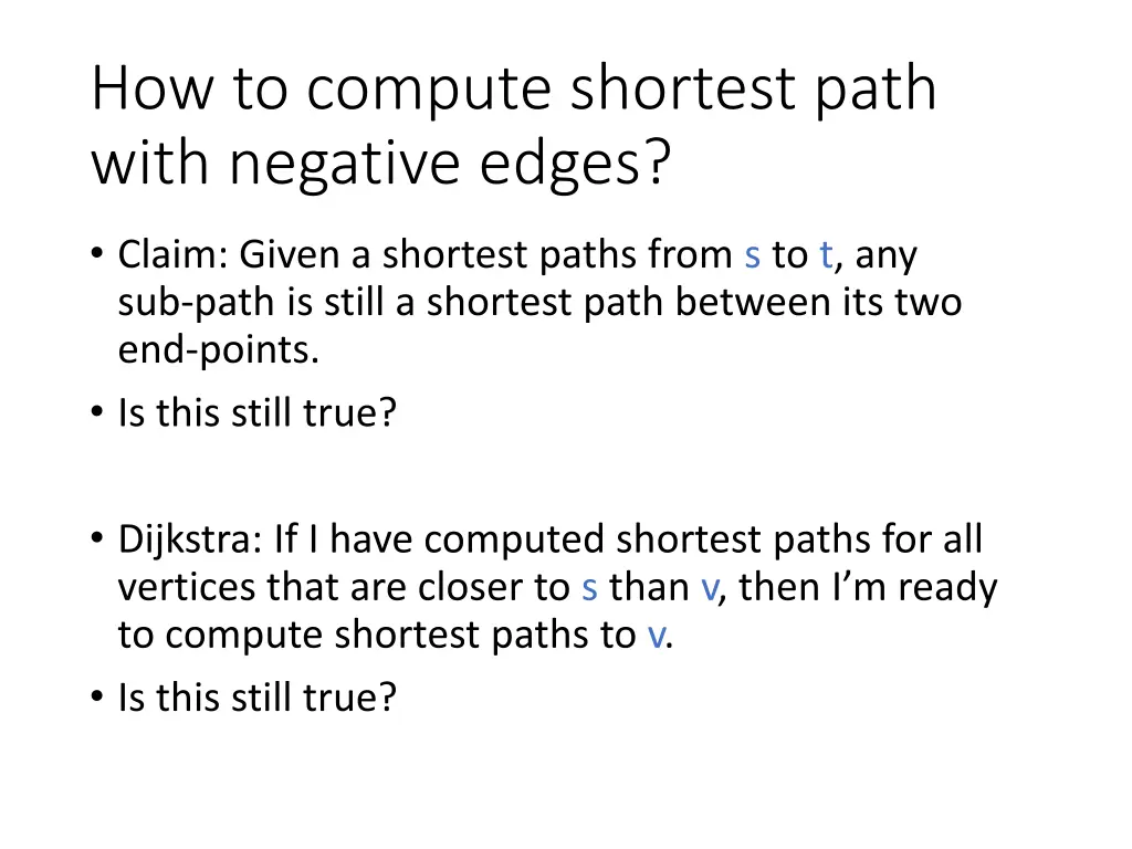 how to compute shortest path with negative edges