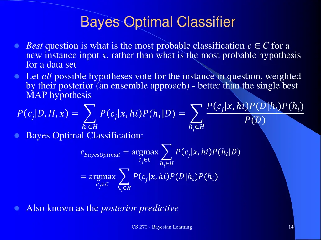 bayes optimal classifier