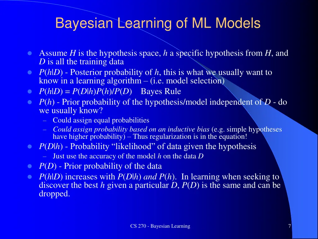 bayesian learning of ml models