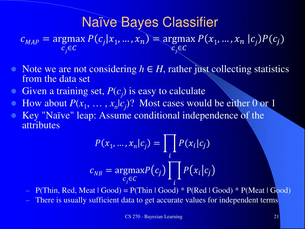 na ve bayes classifier argmax