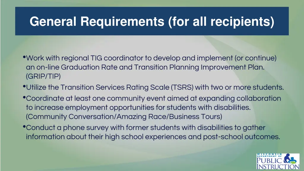 general requirements for all recipients