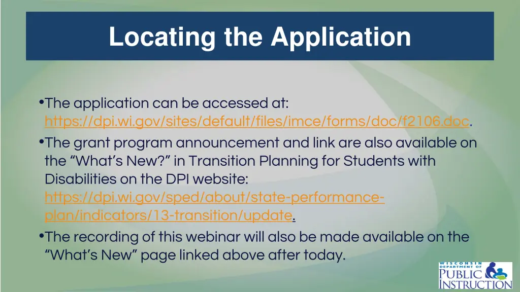 locating the application