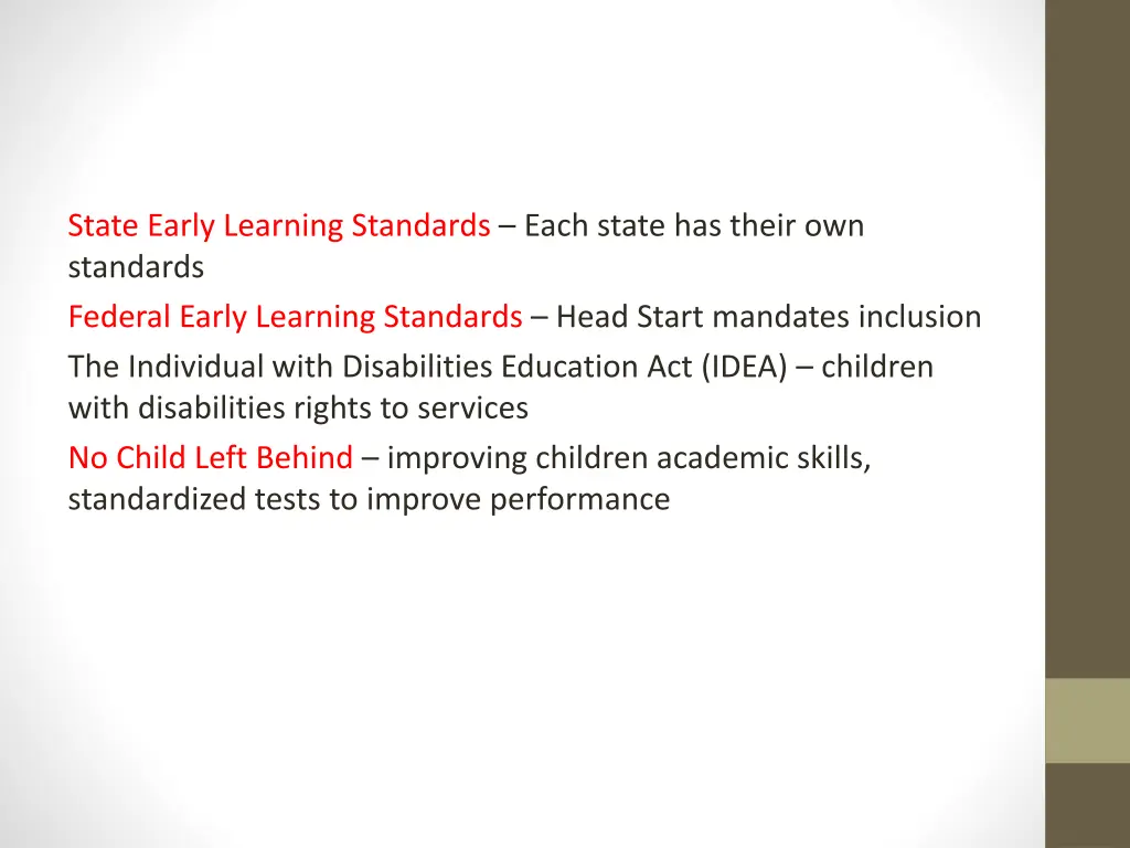 state early learning standards each state