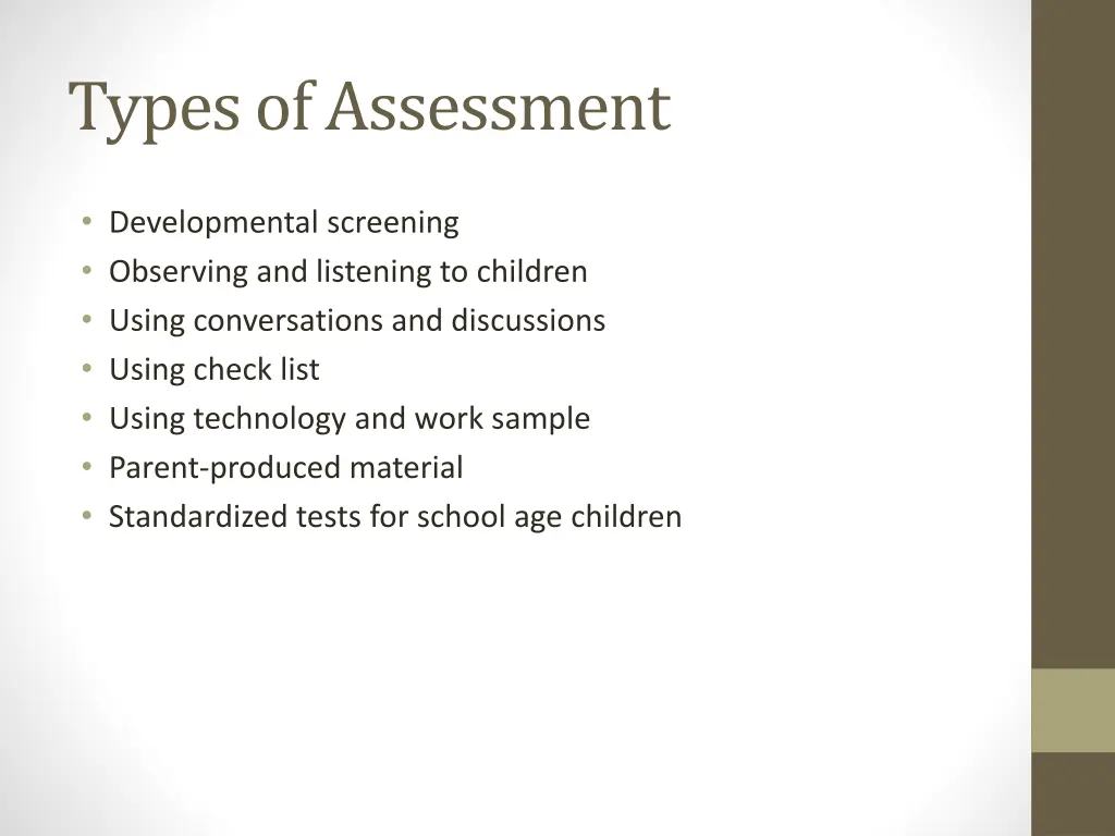 types of assessment