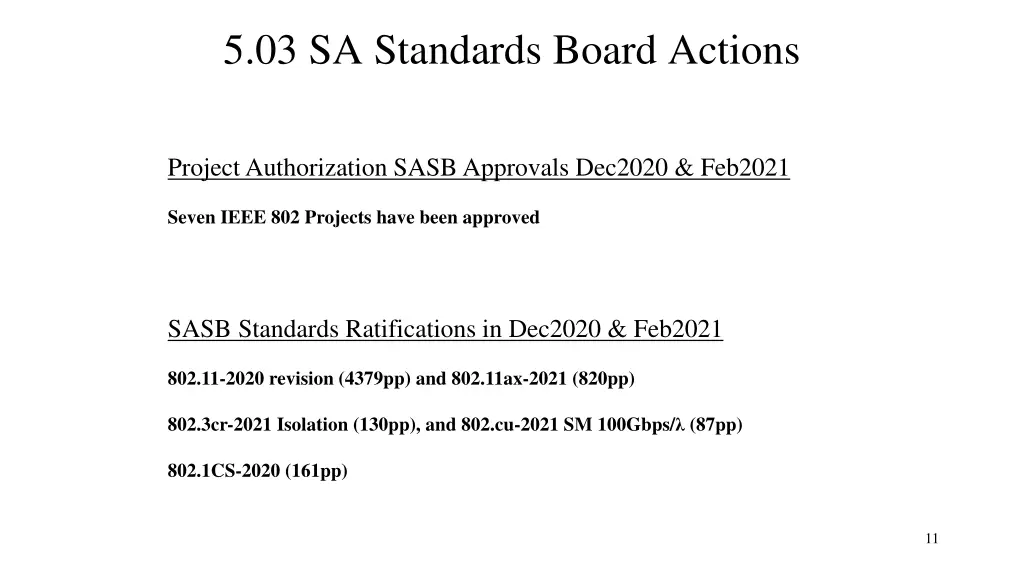 5 03 sa standards board actions