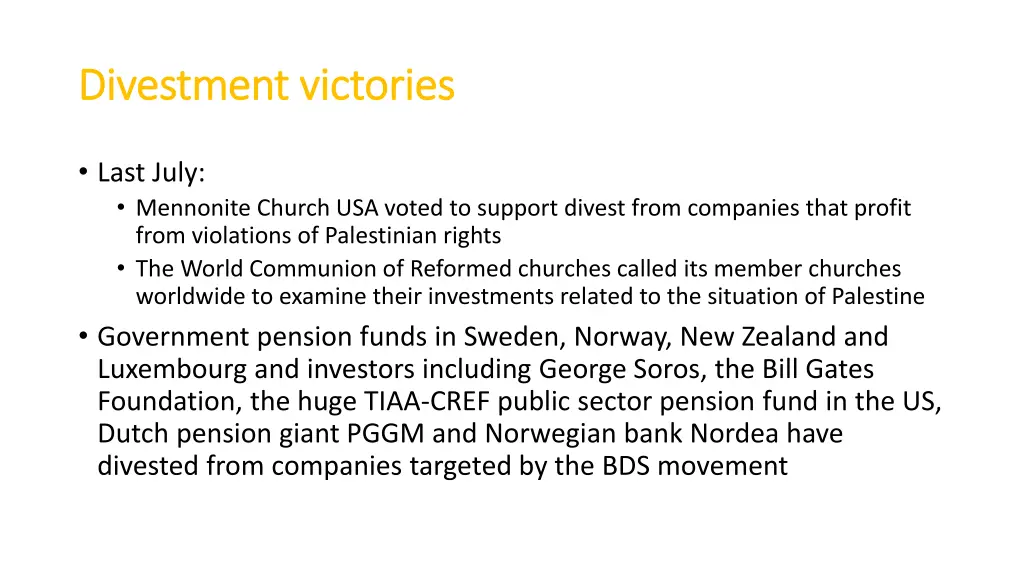 divestment victories divestment victories