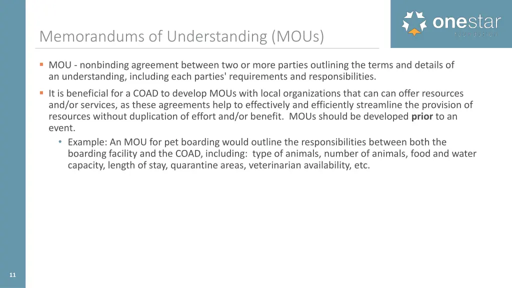 memorandums of understanding mous
