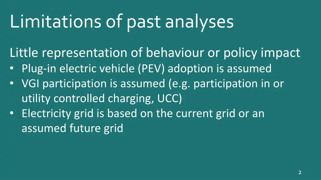 limitations of past analyses