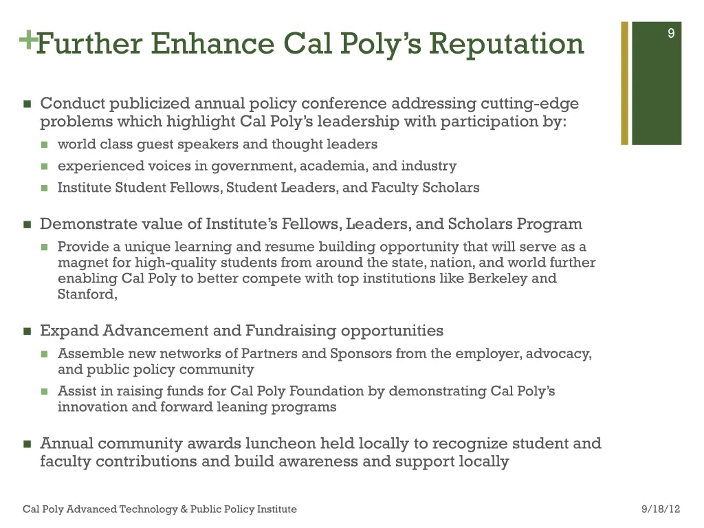 further enhance cal poly s reputation