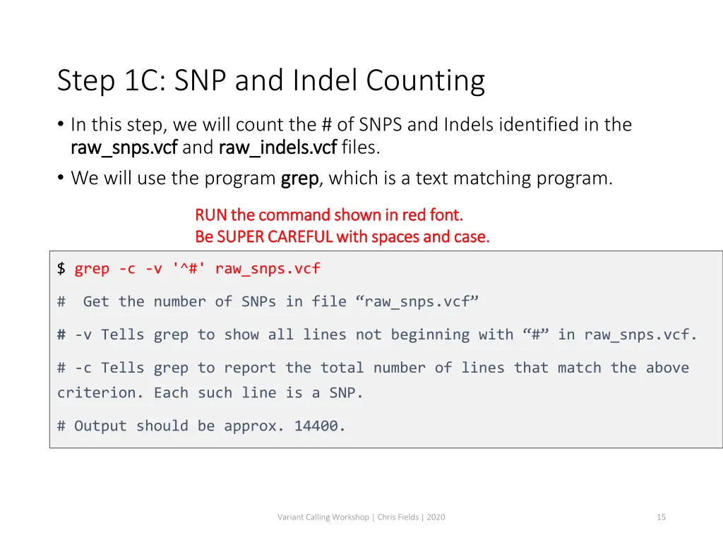 step 1c snp and indel counting