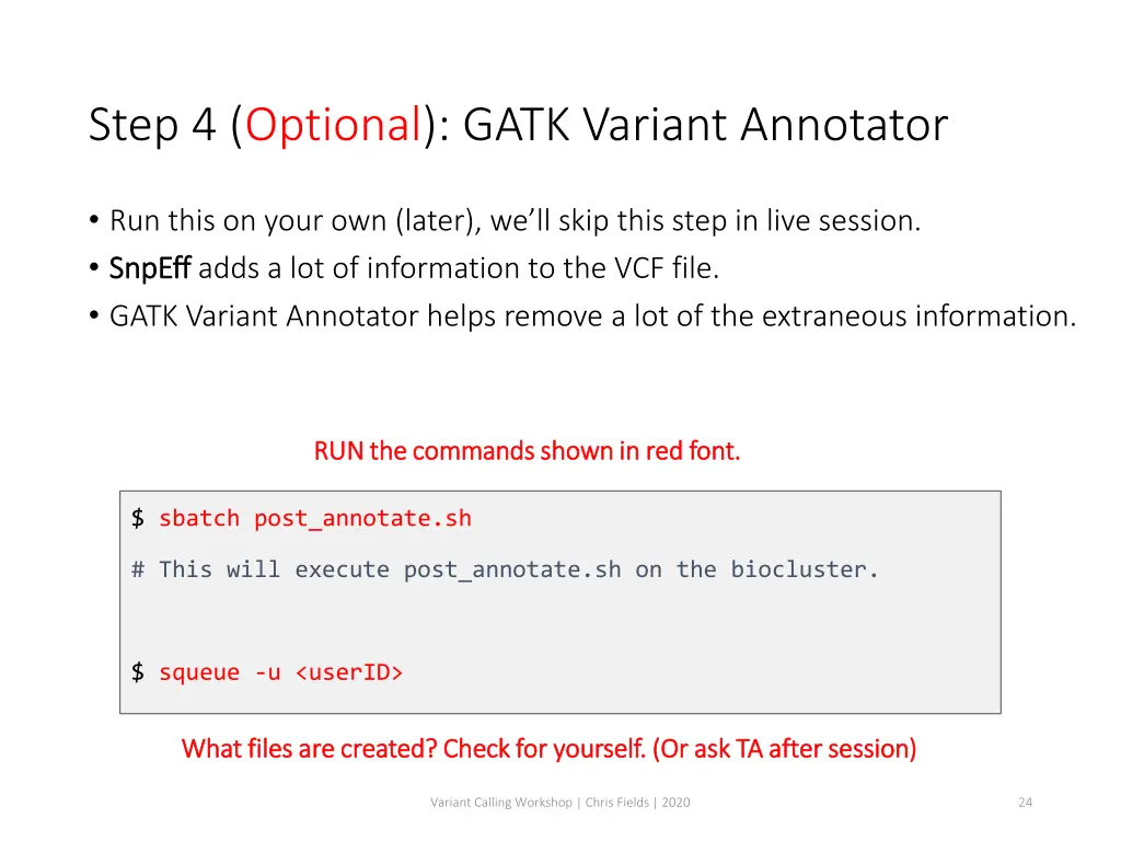 step 4 optional gatk variant annotator