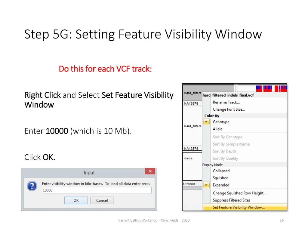 step 5g setting feature visibility window