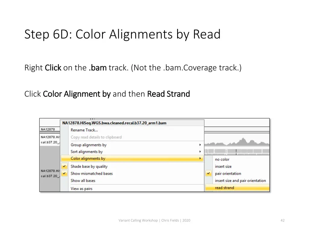 step 6d color alignments by read
