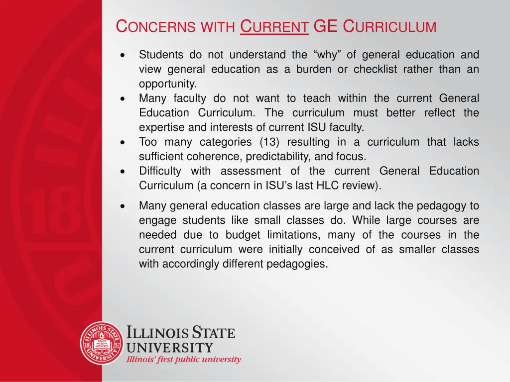 c oncerns with c urrent ge c urriculum 1