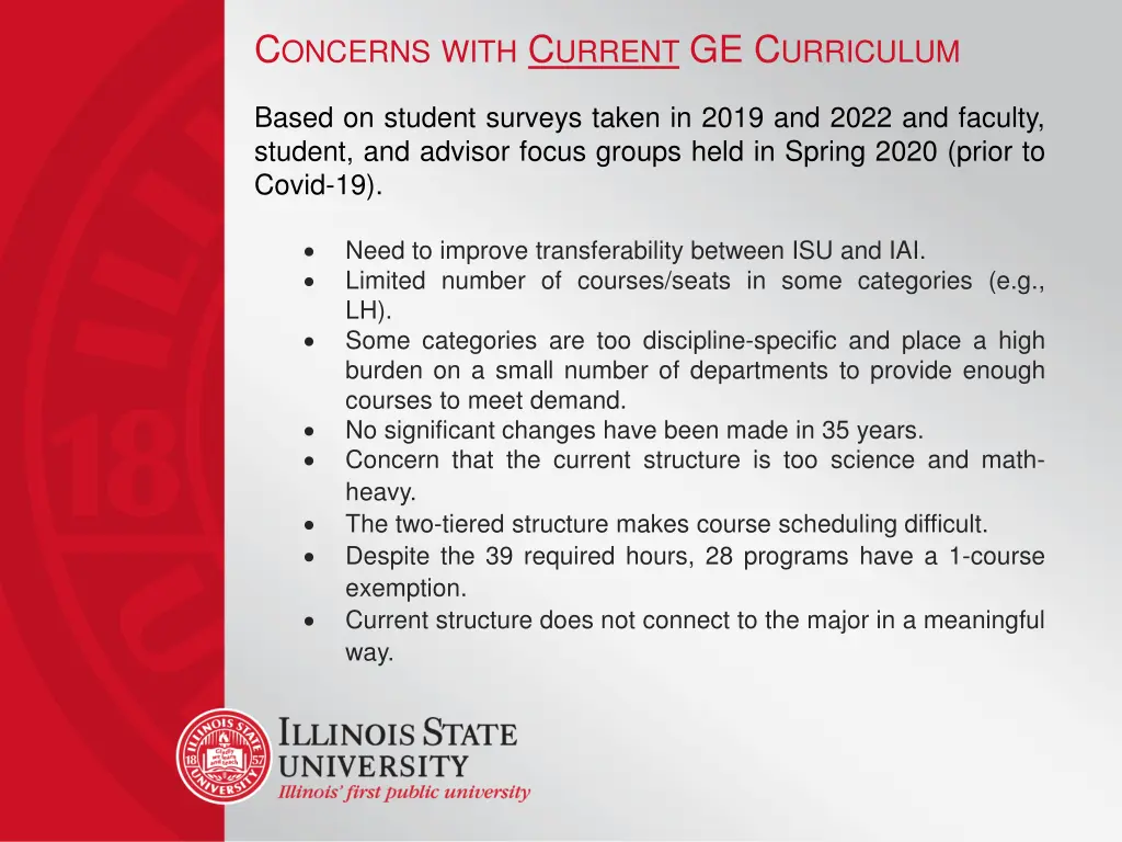 c oncerns with c urrent ge c urriculum
