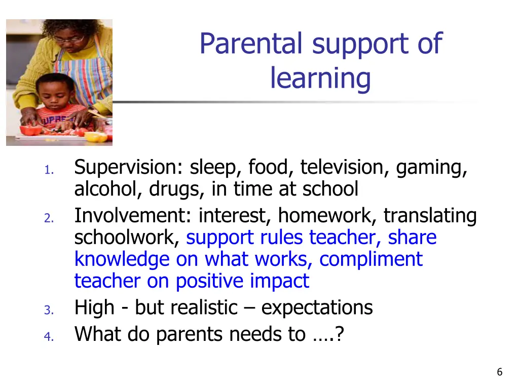parental support of learning