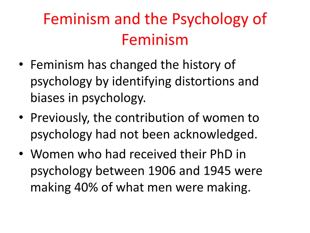 feminism and the psychology of feminism
