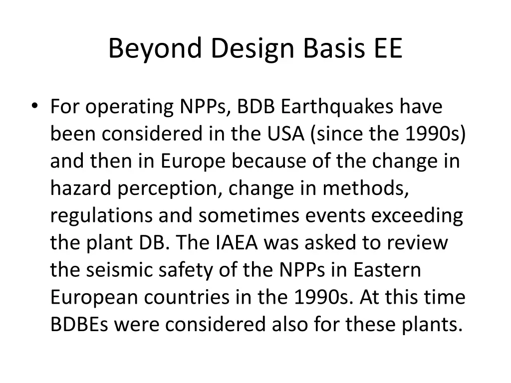 beyond design basis ee