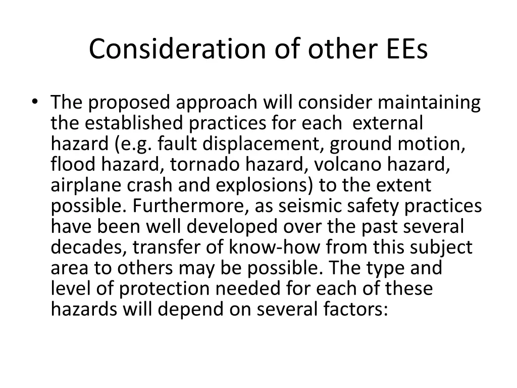 consideration of other ees