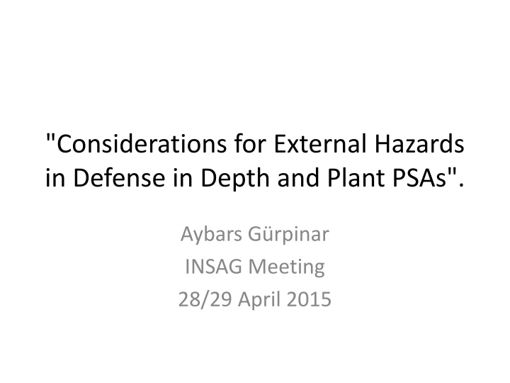 considerations for external hazards in defense