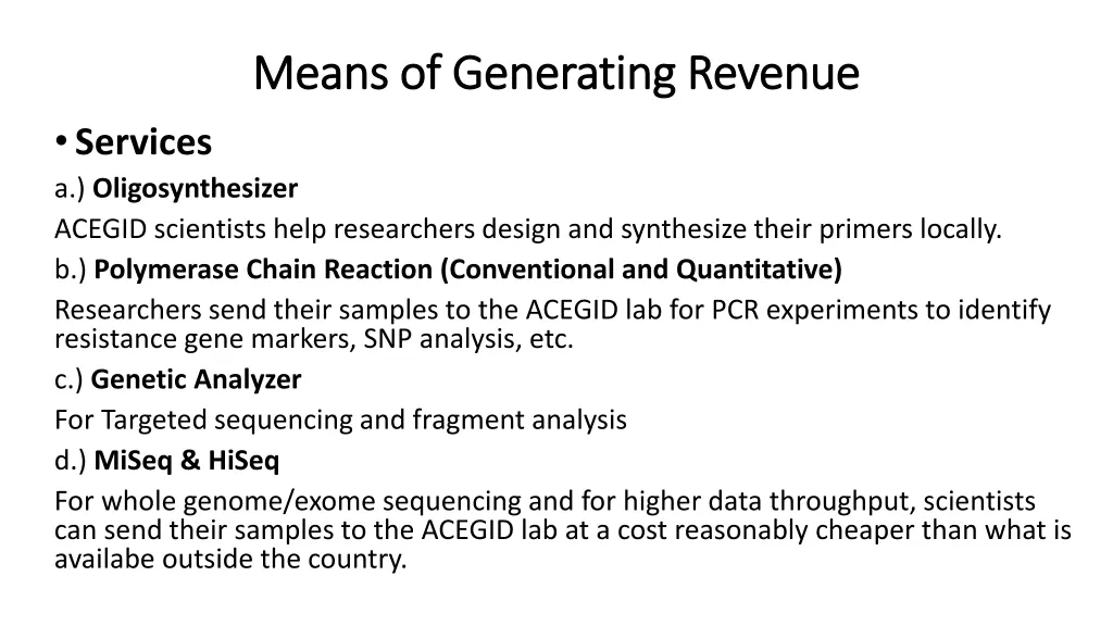 means of generating revenue means of generating