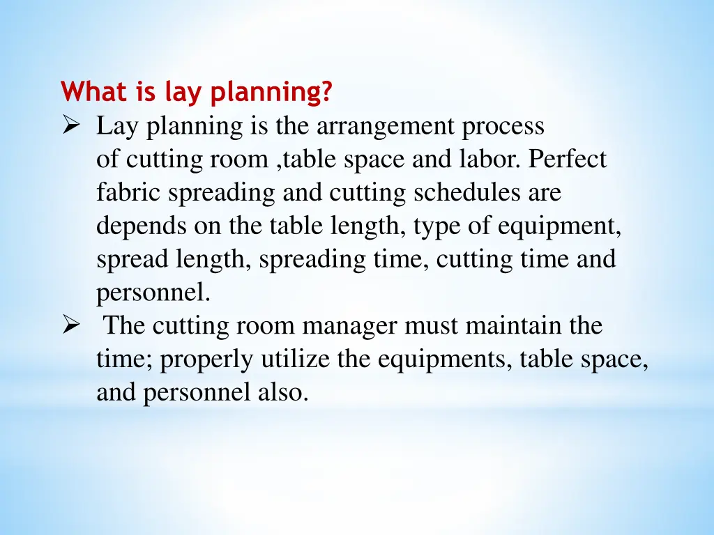 what is lay planning lay planning
