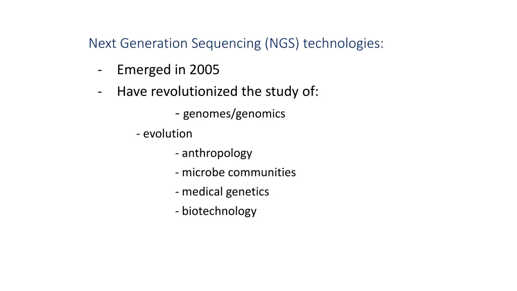 next generation sequencing ngs technologies