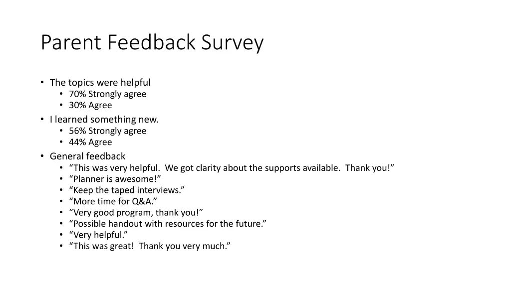 parent feedback survey