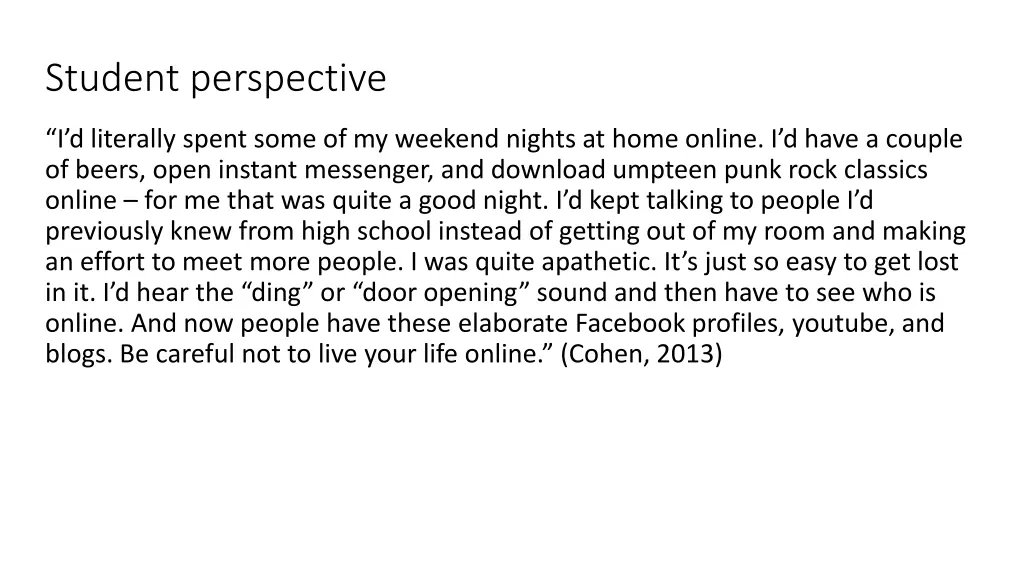student perspective