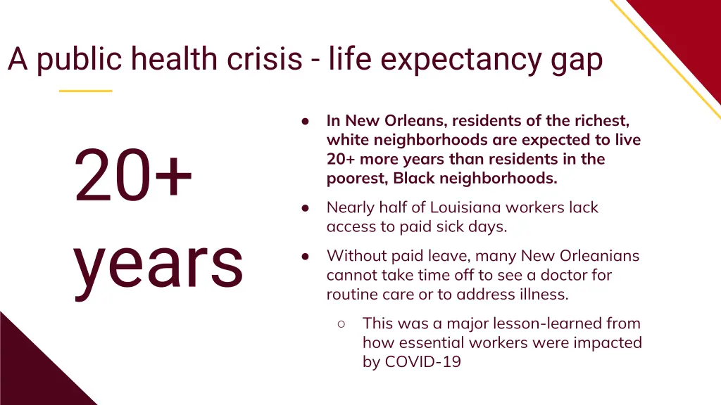 a public health crisis life expectancy gap