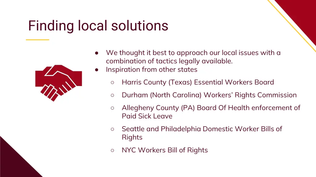 finding local solutions