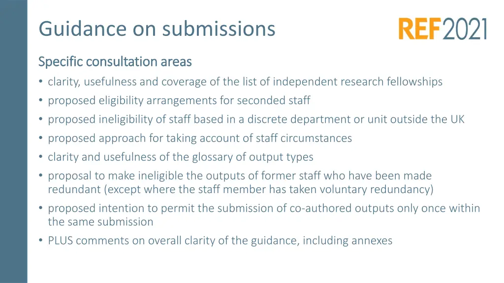 guidance on submissions