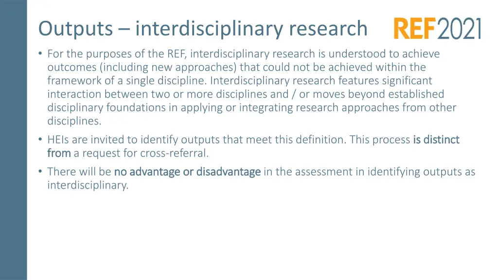 outputs interdisciplinary research