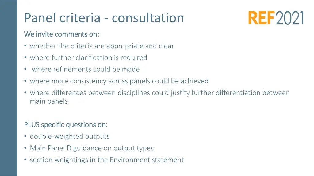 panel criteria consultation