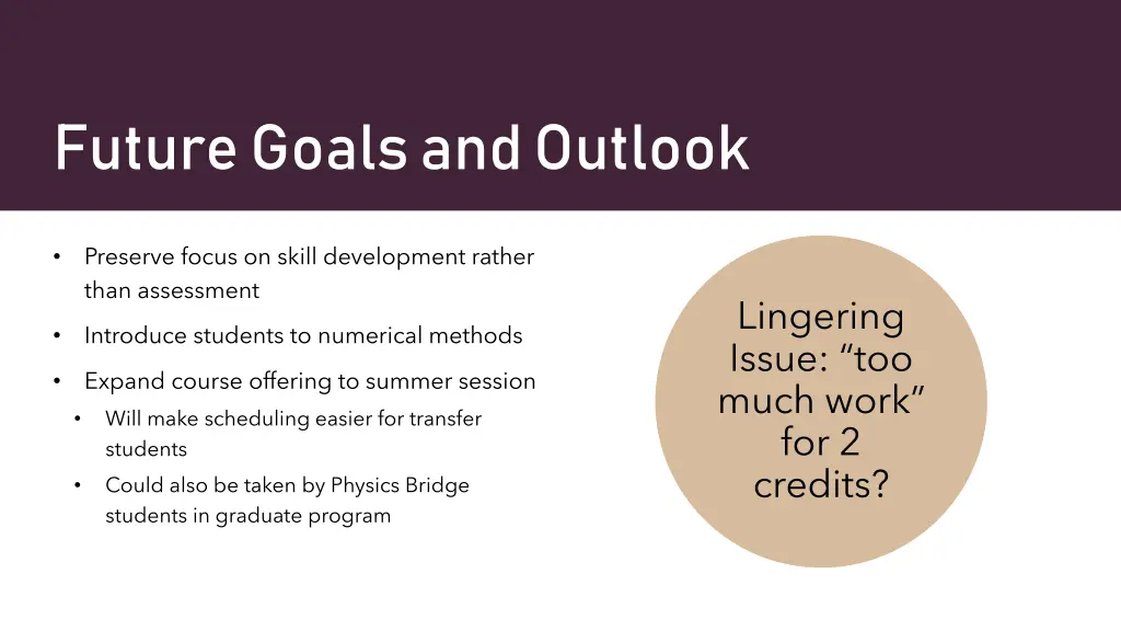 future goals and outlook